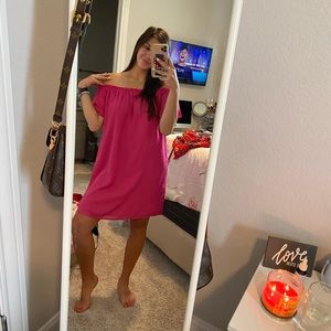 FRANCESCAS pink off the shoulder dress